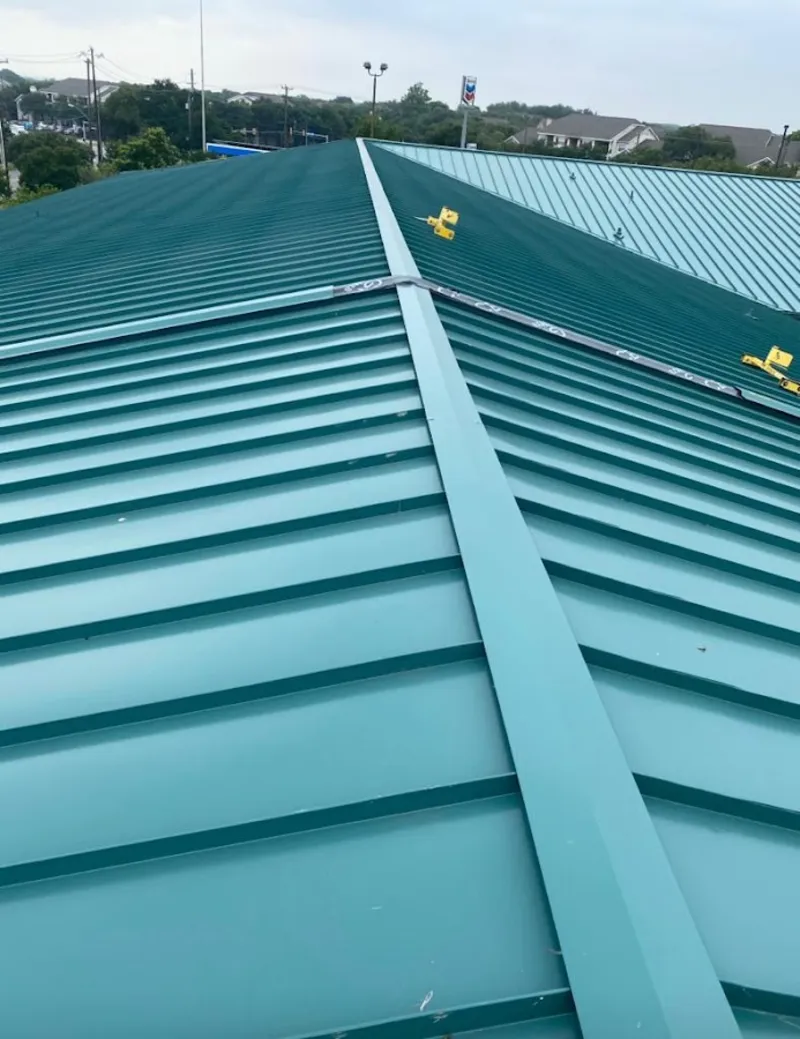Green commercial metal roof ridge and valley for Metal Roof Repair in Ephrata